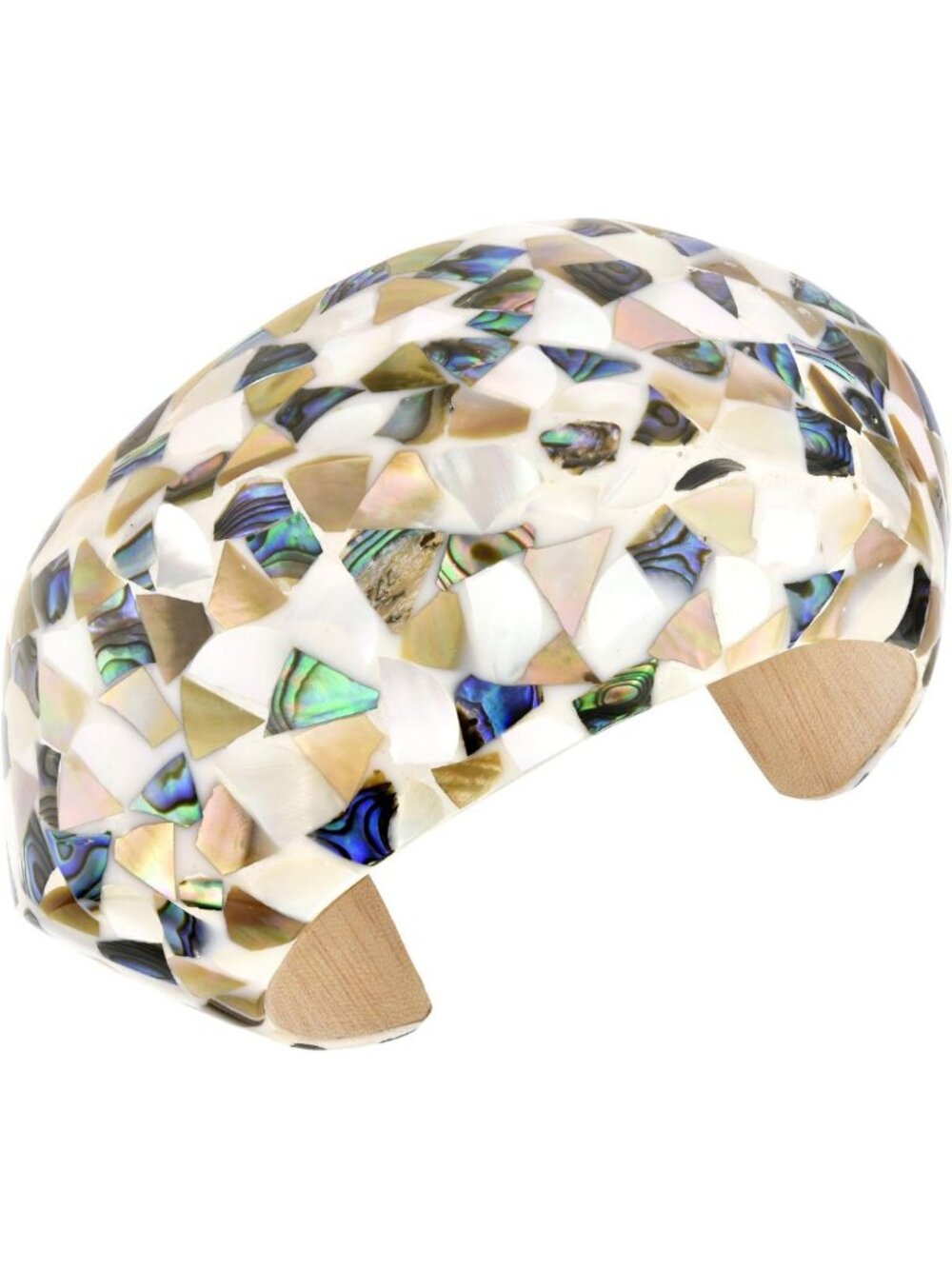 Adjustable Vintage Seashell Inlay Wooden Cuff Bracelet | Elegant Handmade